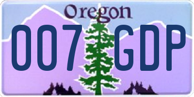OR license plate 007GDP