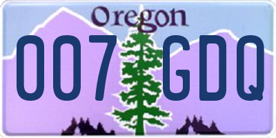 OR license plate 007GDQ