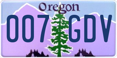 OR license plate 007GDV