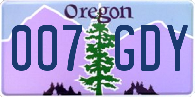 OR license plate 007GDY