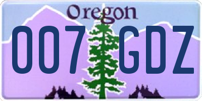 OR license plate 007GDZ