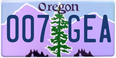 OR license plate 007GEA