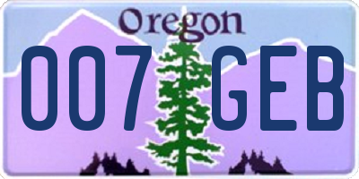 OR license plate 007GEB