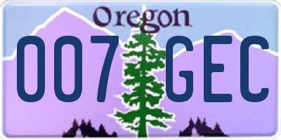 OR license plate 007GEC