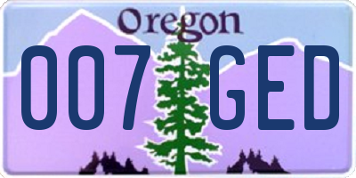 OR license plate 007GED
