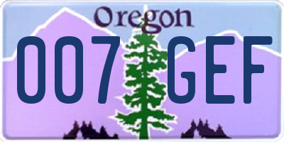 OR license plate 007GEF