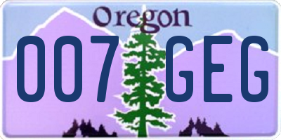 OR license plate 007GEG