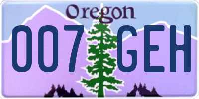 OR license plate 007GEH