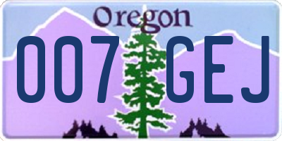 OR license plate 007GEJ