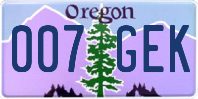 OR license plate 007GEK