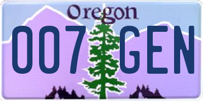 OR license plate 007GEN