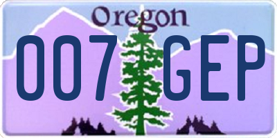 OR license plate 007GEP