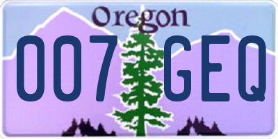 OR license plate 007GEQ