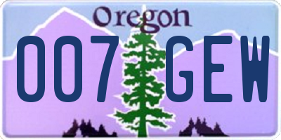 OR license plate 007GEW