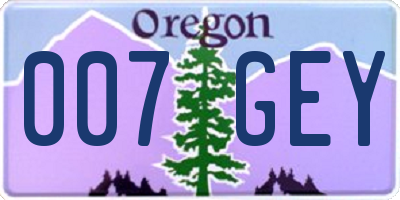 OR license plate 007GEY