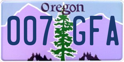 OR license plate 007GFA