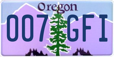 OR license plate 007GFI