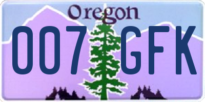OR license plate 007GFK