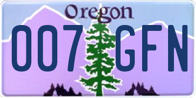 OR license plate 007GFN