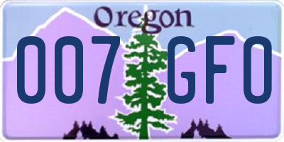 OR license plate 007GFO