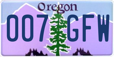 OR license plate 007GFW