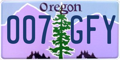 OR license plate 007GFY