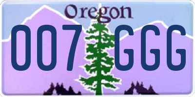 OR license plate 007GGG