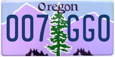 OR license plate 007GGO
