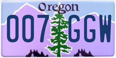OR license plate 007GGW