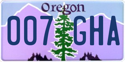 OR license plate 007GHA