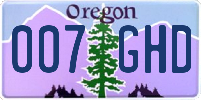 OR license plate 007GHD