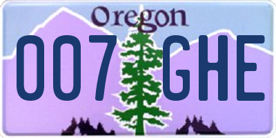 OR license plate 007GHE
