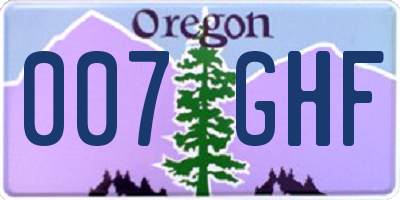 OR license plate 007GHF