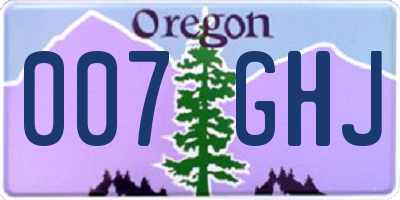 OR license plate 007GHJ