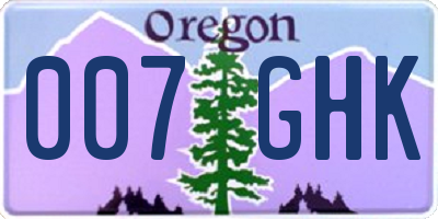 OR license plate 007GHK
