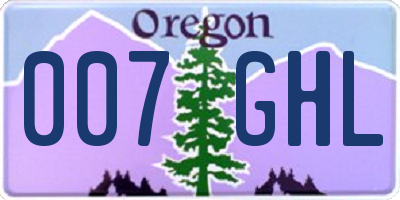 OR license plate 007GHL