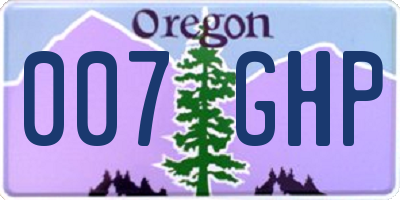 OR license plate 007GHP