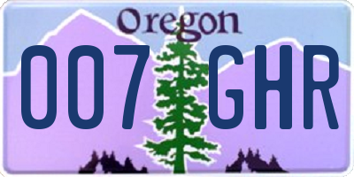 OR license plate 007GHR