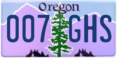 OR license plate 007GHS