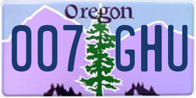 OR license plate 007GHU