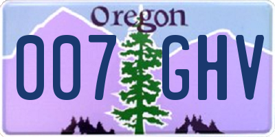 OR license plate 007GHV