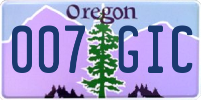 OR license plate 007GIC