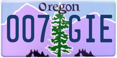 OR license plate 007GIE