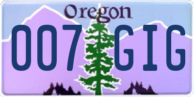 OR license plate 007GIG
