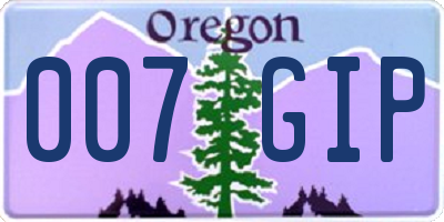 OR license plate 007GIP