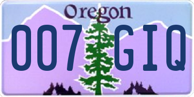 OR license plate 007GIQ
