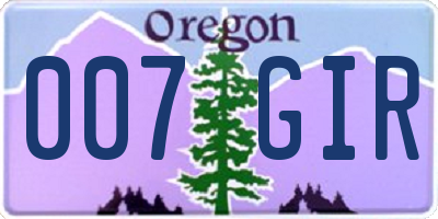 OR license plate 007GIR