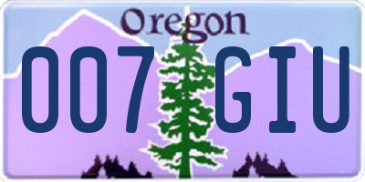 OR license plate 007GIU