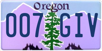 OR license plate 007GIV