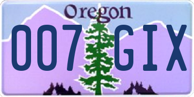 OR license plate 007GIX